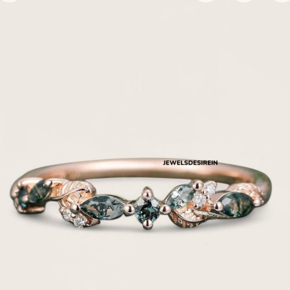5.5 Rose Gold Moss Agate Ring